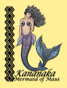 Kananaka Mermaid of Maui Color Pencil Drawing